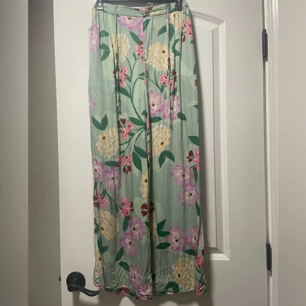 Olivaceous Floral Wide Leg Pants